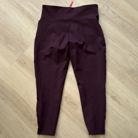 Spanx Womens Perfect Fit Ponte Pull On Stretch Straight Leg Pants Sz XL Burgundy